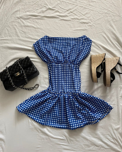 Mini Dress Cobolt Gingham